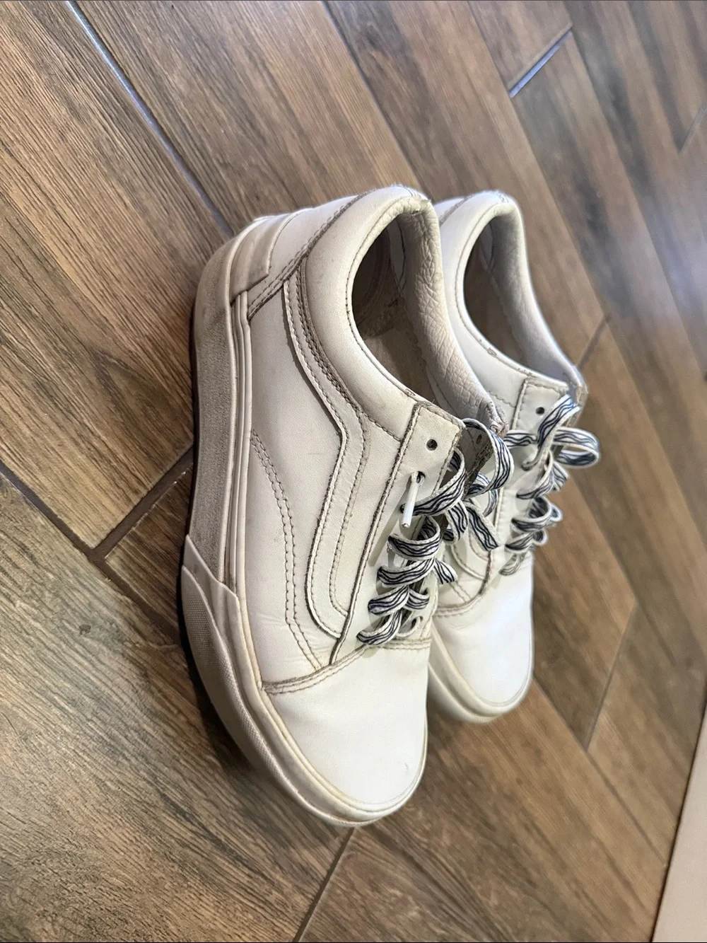 Vans Era Stacked Leather True White Platform Sneakers Womens Sz 6.5